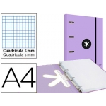 Liderpapel Antartik AW58 - Carpeta de anillas con recambio, 4 anillas redondas de 40 mm, cartón forrado, con una solapa, tamaño A4, color lavanda