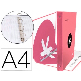 Liderpapel Antartik AW62 - Carpeta de anillas, 4 anillas mixtas de 40 mm, cartón forrado, tamaño A4, color coral
