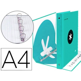 Liderpapel Antartik AW63 - Carpeta de anillas, 4 anillas mixtas de 40 mm, cartón forrado, tamaño A4, color menta