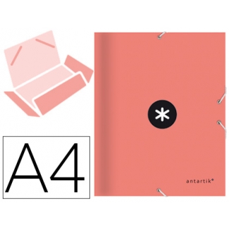 Liderpapel Antartik AW65 - Carpeta de cartón con gomas, con tres solapas, tamaño A4, color coral