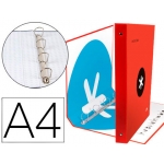 Liderpapel Antartik KA25 - Carpeta de anillas, 4 anillas mixtas de 40 mm, cartón forrado, tamaño A4, color rojo