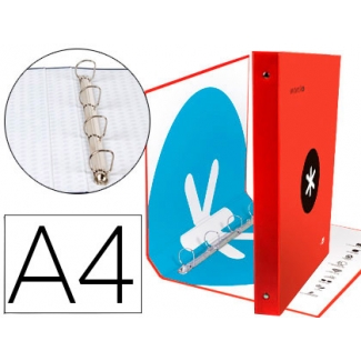 Liderpapel Antartik KA25 - Carpeta de anillas, 4 anillas mixtas de 40 mm, cartón forrado, tamaño A4, color rojo