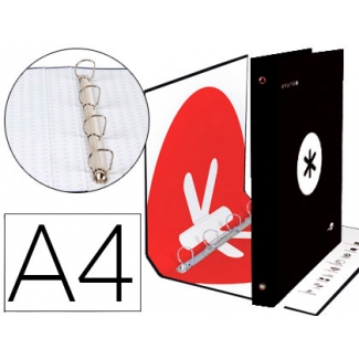 Liderpapel Antartik KA28 - Carpeta de anillas, 4 anillas mixtas de 40 mm, cartón forrado, tamaño A4, color negro