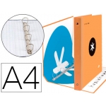 Liderpapel Antartik KA32 - Carpeta de anillas, 4 anillas mixtas de 40 mm, cartón forrado, tamaño A4, color naranja fluorescente