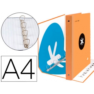 Liderpapel Antartik KA32 - Carpeta de anillas, 4 anillas mixtas de 40 mm, cartón forrado, tamaño A4, color naranja fluorescente