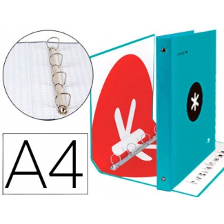 Liderpapel Antartik KA33 - Carpeta de anillas, 4 anillas mixtas de 40 mm, cartón forrado, tamaño A4, color turquesa