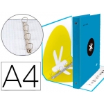 Liderpapel Antartik KA34 - Carpeta de anillas, 4 anillas mixtas de 40 mm, cartón forrado, tamaño A4, color azul