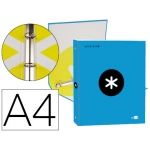 Liderpapel Antartik KA41 - Carpeta de anillas, 4 anillas redondas de 25 mm, cartón forrado, tamaño A4, color azul