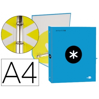 Liderpapel Antartik KA41 - Carpeta de anillas, 4 anillas redondas de 25 mm, cartón forrado, tamaño A4, color azul