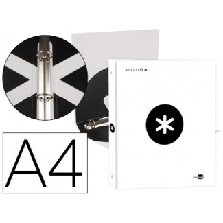 Liderpapel Antartik KA42 - Carpeta de anillas, 4 anillas redondas de 25 mm, cartón forrado, tamaño A4, color blanco
