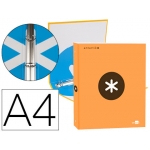 Liderpapel Antartik KA43 - Carpeta de anillas, 4 anillas redondas de 25 mm, cartón forrado, tamaño A4, color naranja fluorescente