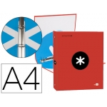 Liderpapel Antartik KA45 - Carpeta de anillas, 4 anillas redondas de 25 mm, cartón forrado, tamaño A4, color rojo