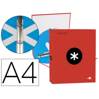 Liderpapel Antartik KA45 - Carpeta de anillas, 4 anillas redondas de 25 mm, cartón forrado, tamaño A4, color rojo