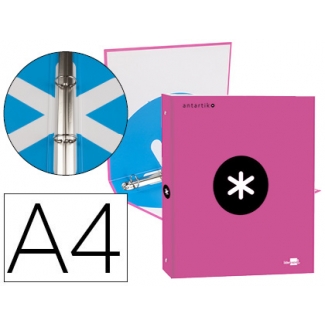 Liderpapel Antartik KA46 - Carpeta de anillas, 4 anillas redondas de 25 mm, cartón forrado, tamaño A4, color rosa fluorescente