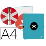 Liderpapel Antartik KA47 - Carpeta de anillas, 4 anillas redondas de 25 mm, cartón forrado, tamaño A4, color turquesa