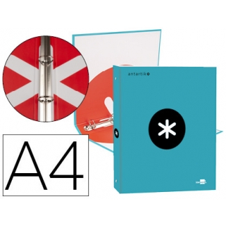 Liderpapel Antartik KA47 - Carpeta de anillas, 4 anillas redondas de 25 mm, cartón forrado, tamaño A4, color turquesa