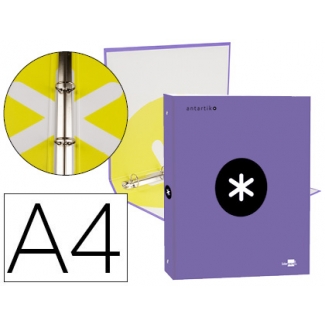 Liderpapel Antartik KA49 - Carpeta de anillas, 4 anillas redondas de 25 mm, cartón forrado, tamaño A4, color violeta
