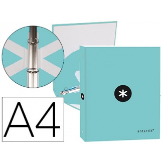 Liderpapel Antartik KA51 - Carpeta de anillas, 4 anillas redondas de 25 mm, cartón forrado, tamaño A4, color menta