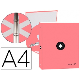 Liderpapel Antartik KA52 - Carpeta de anillas, 4 anillas redondas de 25 mm, cartón forrado, tamaño A4, color coral