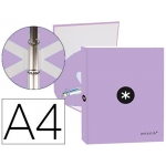 Liderpapel Antartik KA53 - Carpeta de anillas, 4 anillas redondas de 25 mm, cartón forrado, tamaño A4, color lavanda