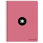 Liderpapel Antartik KB02 - Bloc espiral, tamaño A4, tapa dura, 80 hojas de 100 gr, cuadrícula de 5 mm, sin margen, color coral