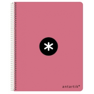 Liderpapel Antartik KB02 - Bloc espiral, tamaño A4, tapa dura, 80 hojas de 100 gr, cuadrícula de 5 mm, sin margen, color coral