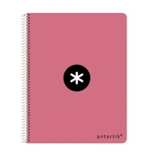 Liderpapel Antartik KB05 - Bloc espiral, tamaño A5, tapa dura, 80 hojas de 100 gr, cuadrícula de 5 mm, con margen, color coral