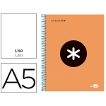 Liderpapel Antartik KD56 - Bloc espiral, tamaño A5, tapa forrada, 120 hojas de 100 gr, liso, sin margen, microperforado, 6 taladros, color naranja fluorescente