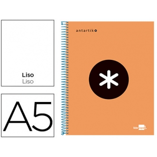 Liderpapel Antartik KD56 - Bloc espiral, tamaño A5, tapa forrada, 120 hojas de 100 gr, liso, sin margen, microperforado, 6 taladros, color naranja fluorescente