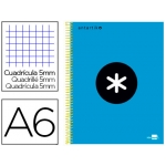Liderpapel Antartik KD69 - Bloc espiral, tamaño A6, tapa forrada, 100 hojas de 100 gr, cuadrícula de 5 mm, sin margen, microperforado, color azul