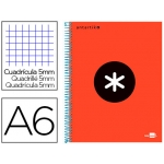 Liderpapel Antartik KD70 - Bloc espiral, tamaño A6, tapa forrada, 100 hojas de 100 gr, cuadrícula de 5 mm, sin margen, microperforado, color rojo