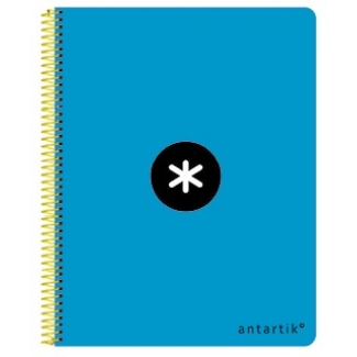 Liderpapel Antartik KE01 - Bloc espiral, tamaño A4, tapa dura, 80 hojas de 100 gr, cuadrícula de 5 mm, sin margen, color azul