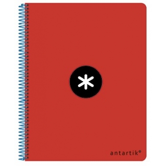 Liderpapel Antartik KE02 - Bloc espiral, tamaño A4, tapa dura, 80 hojas de 100 gr, cuadrícula de 5 mm, sin margen, color rojo