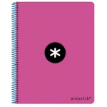 Liderpapel Antartik KE05 - Bloc espiral, tamaño A4, tapa dura, 80 hojas de 100 gr, cuadrícula de 5 mm, sin margen, color rosa fluorescente