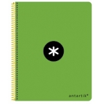 Liderpapel Antartik KE08 - Bloc espiral, tamaño A4, tapa dura, 80 hojas de 100 gr, cuadrícula de 5 mm, sin margen, color verde fluorescente