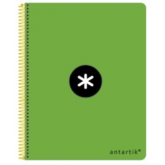 Liderpapel Antartik KE08 - Bloc espiral, tamaño A4, tapa dura, 80 hojas de 100 gr, cuadrícula de 5 mm, sin margen, color verde fluorescente