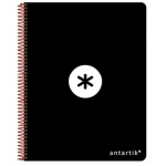 Liderpapel Antartik KE10 - Bloc espiral, tamaño A4, tapa dura, 80 hojas de 100 gr, cuadrícula de 5 mm, sin margen, color negro