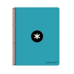 Liderpapel Antartik KE13 - Bloc espiral, tamaño A5, tapa dura, 80 hojas de 100 gr, cuadrícula de 5 mm, con margen, color turquesa