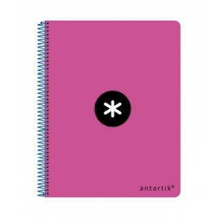 Liderpapel Antartik KE15 - Bloc espiral, tamaño A5, tapa dura, 80 hojas de 100 gr, rayado horizontal, con margen, color rosa fluorescente