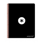 Liderpapel Antartik KE20 - Bloc espiral, tamaño A5, tapa dura, 80 hojas de 100 gr, cuadrícula de 5 mm, con margen, color negro