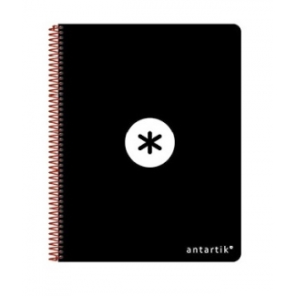 Liderpapel Antartik KE20 - Bloc espiral, tamaño A5, tapa dura, 80 hojas de 100 gr, cuadrícula de 5 mm, con margen, color negro
