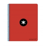 Liderpapel Antartik KE52 - Bloc espiral, tamaño A5, tapa dura, 80 hojas de 100 gr, rayado horizontal, con margen, color rojo