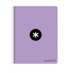 Liderpapel Antartik KE54 - Bloc espiral, tamaño A5, tapa dura, 80 hojas de 100 gr, rayado horizontal, con margen, color violeta