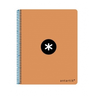 Liderpapel Antartik KE56 - Bloc espiral, tamaño A5, tapa dura, 80 hojas de 100 gr, rayado horizontal, con margen, color naranja fluorescente