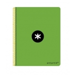 Liderpapel Antartik KE58 - Bloc espiral, tamaño A5, tapa dura, 80 hojas de 100 gr, rayado horizontal, con margen, color verde fluorescente