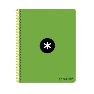 Liderpapel Antartik KE58 - Bloc espiral, tamaño A5, tapa dura, 80 hojas de 100 gr, rayado horizontal, con margen, color verde fluorescente