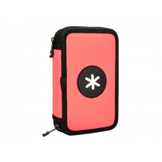 Liderpapel Antartik TK71 - Plumier escolar, 2 cremalleras, color coral