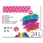 Liderpapel BD03 - Ceras blandas, caja de 24 colores, con sacapuntas y portaceras