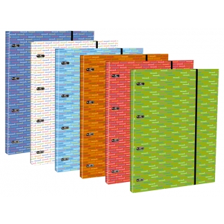 Liderpapel BZ06 - Carpeta de anillas con recambio, 4 anillas redondas de 40 mm, cartón forrado, tamaño A4, colores surtidos