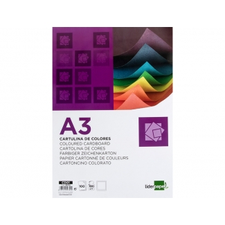 Liderpapel CD01 - Paquete de 100 cartulinas, A3, 180 gr/m2, color blanco